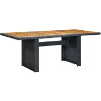 vidaXL Table de jardin gris foncé Poly rotin et bois massif d'acacia
