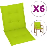 vidaXL Coussins de chaise de jardin à dossier bas lot de 6 vert vif