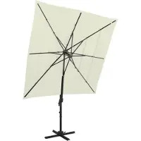 vidaXL Parasol avec mât en aluminium 4 plis sable 250x250 cm