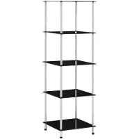 vidaXL Étagère 5 niveaux Noir 40x40x130 cm Verre trempé