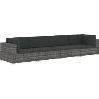 vidaXL Ensemble de salon de jardin 4 pièces avec coussins Poly Rattan Gris