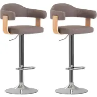 vidaXL 2 pcs. Tabouret de bar bois courbé et tissu taupe