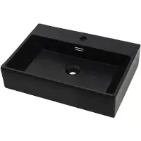 vidaXL Lavabo avec trou pour robinetterie Céramique noire 60,5 x 42,5 x 14,5 cm