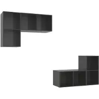 vidaXL Armoires murales TV 4 pcs. Gris brillant Matériau dérivé du bois