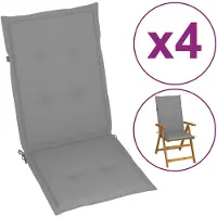 vidaXL Coussins de chaise de jardin à dossier haut lot de 4 gris tissu