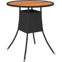vidaXL Table de jardin noire Ø 70 cm Poly rotin bois massif acacia