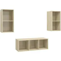 vidaXL Set d'étagères "Prinzhöfte" 3 pièces en panneau de particules en chêne Sonoma. Dimensions (L/H/P) 107x37x37 cm