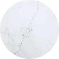 vidaXL Dessus de table blanc Ø80x1 cm verre trempé avec design marbre