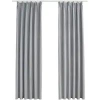 vidaXL Rideaux occultants avec crochets 2 pcs Gris 140x175 cm