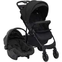 Möbelando Poussette pour enfants "Cleveland" avec coque de transport en acier, toile en anthracite. Dimensions (L/L/H) 82x49x99 cm