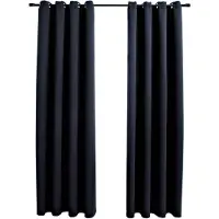 vidaXL Rideaux occultants avec anneaux en métal 2 pcs Noir 140x225 cm