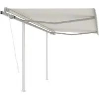 vidaXL Store automatique rétractable avec poteaux 3,5x2,5 m Crème