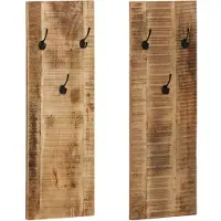 vidaXL Porte-manteau mural 2 pcs Bois de manguier massif 36x110x3 cm