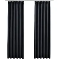 vidaXL Rideaux occultants avec crochets 2 pcs Noir 140x175 cm