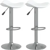 vidaXL Tabouret de bar 2 pcs. Blanc Acier chromé et similicuir