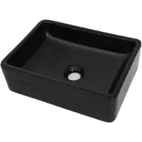 vidaXL Lavabo en céramique rectangulaire noir 41 x 30 x 12 cm
