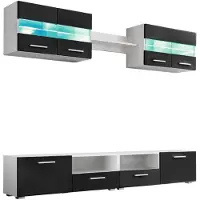 vidaXL Ensemble TV-paroi 5 pcs. lampes LED noir brillant