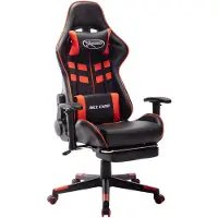 vidaXL Chaise de jeu avec repose-pieds Noir et rouge Similicuir