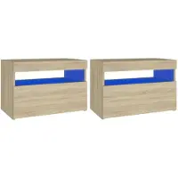 vidaXL Tables de chevet à LED 2 pcs Chêne sonoma 60x35x40 cm