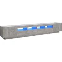 vidaXL Armoire TV avec lampes LED gris béton 260x35x40 cm