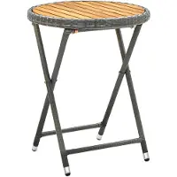 vidaXL Table d'appoint Gris 60 cm Poly rotin et bois massif d'acacia