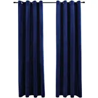 vidaXL Rideaux occultants et anneaux 2pcs Velours Bleu foncé 140x175cm