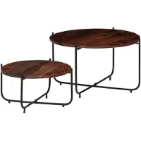 vidaXL Ensemble de 2 tables basses en bois massif d'acacia 60x35 cm