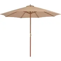 vidaXL Parasol avec mât en bois 300 cm Taupe