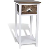 vidaXL Table de chevet avec 1 tiroir Marron et blanc