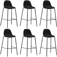 vidaXL Chaises de bar lot de 6 noir tissu
