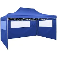 vidaXL Tente de réception pliable avec 3 parois 3x4 m Acier Bleu