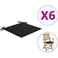 vidaXL Coussins de chaise jardin lot de 6 noir 40x40x4 cm tissu oxford