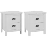 vidaXL Tables de chevet Hill 2 pcs Blanc 46x35x49,5 cm Bois pin solide