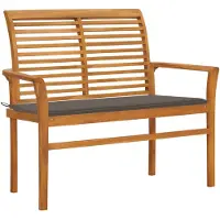 vidaXL Banc de jardin avec revêtement taupe 112 cm bois massif teck