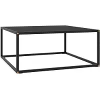 vidaXL Table d'appoint noire avec verre noir 80x80x35 cm