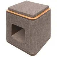 Blokker Vesper meuble a griffer et cachette en mdf - gris pierre - pour chat