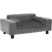 vidaXL Canapé pour chien Gris 81x43x31 cm Peluche et cuir synthétique