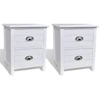 vidaXL Table de chevet 2 pcs avec 2 tiroirs Blanc