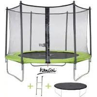 Kangui Trampoline Twin Ø 305cm - Vert - Avec Filet, Échelle, Couverture De Protection