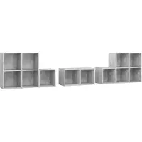 vidaXL Ensemble de 8 meubles TV en bois gris béton