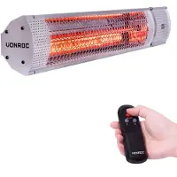 Vonroc Chauffage de terrasse Marsili 2000W - Télécommande incl. | Argenté