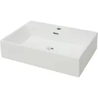 vidaXL Lavabo avec trou pour robinetterie céramique blanc 60,5x42,5x14,5 cm