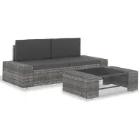 vidaXL Salon de jardin 3 pcs Résine tressée Gris