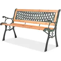 vidaXL Banc de jardin 122 cm bois + fer forgé, dossier en PVC Nouveau