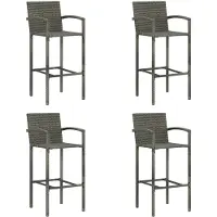 vidaXL Tabouret de bar 4 pcs. Gris Poly rotin