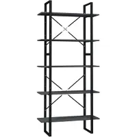 vidaXL Bibliothèque à 5 niveaux Gris 80x30x175 cm Bois de pin