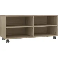 vidaXL Armoire TV avec roulettes Chêne Sonoma 90x35x35 cm Bois composite