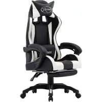 vidaXL Chaise de jeu avec repose-pieds Blanc et noir Similicuir