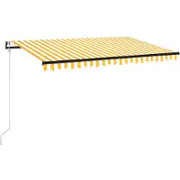 Prolenta Premium Auvent Rétractable Automatique 450x300 Cm Jaune Et Blanc