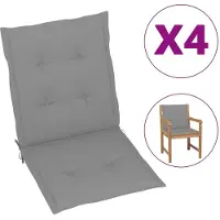 vidaXL Coussins de chaise de jardin à dossier bas lot de 4 gris